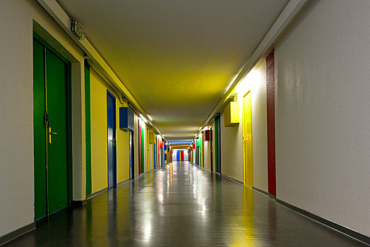走廊,彩色,门,联合,设计,勒-柯布西耶,现代主义,住宅,世界遗产,默尔特摩泽尔省,洛林,法国,欧洲