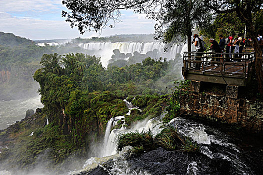 游客,人行道,伊瓜苏,伊瓜苏瀑布,世界遗产,边界,巴西,阿根廷,风景,阿根廷人,南美