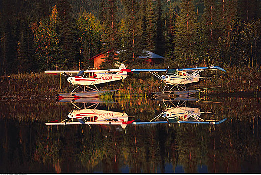 水上飞机,湖,费尔班克斯,阿拉斯加,美国