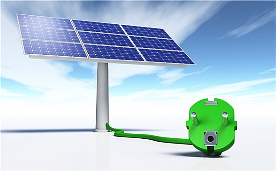 太阳能电池板,绿色,插头