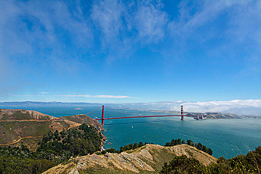 雾,毯子,旧金山,加利福尼亚,城市,旧金山湾,金门大桥
