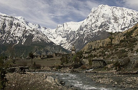 河流,流动,山谷,安娜普纳,尼泊尔