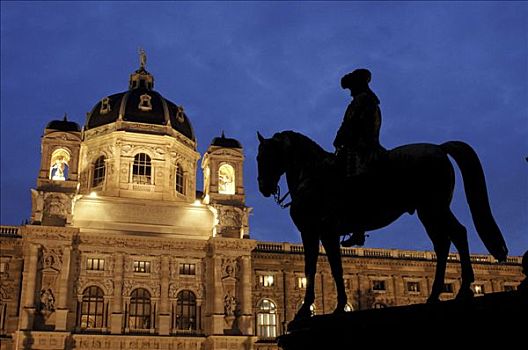 骑马雕像,正面,博物馆,艺术,历史,维也纳,奥地利