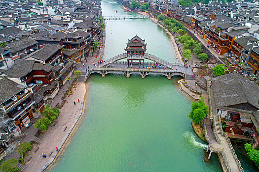 中国最美丽小城,湖南省湘西土家族苗族自治州凤凰古城航拍