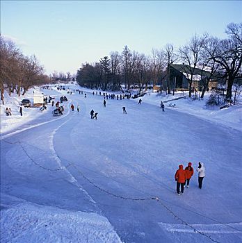 滑冰,河,魁北克,加拿大