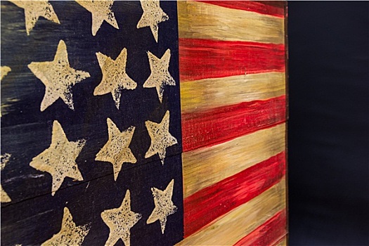 旗帜,老,美国,木桌