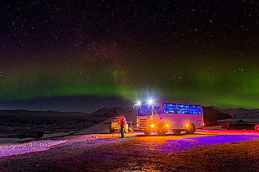 北极光,杰古沙龙湖,冰岛
