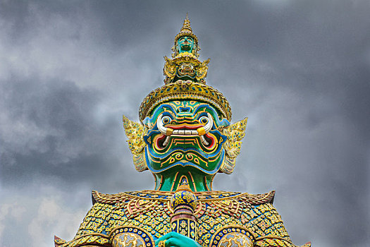 魔鬼,监护,阴天,寺院,寺庙,翡翠佛,曼谷,泰国