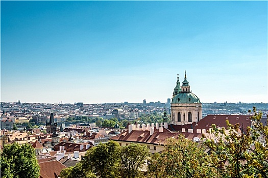 全景,城市,布拉格,圣尼古拉斯教堂