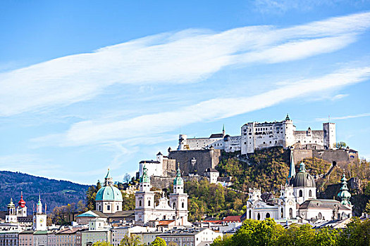 老城,萨尔茨堡,霍亨萨尔斯堡城堡,城堡,圆顶,奥地利