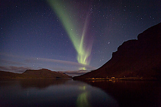 冰岛,极光,鲜明,夜晚,海洋,星