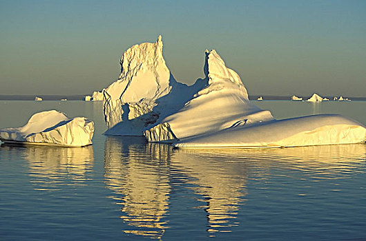 冰山,发光,日落,格陵兰