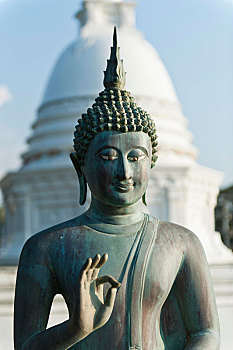 佛像,白色,背影,庙宇,贝拉,湖,科伦坡,斯里兰卡,亚洲