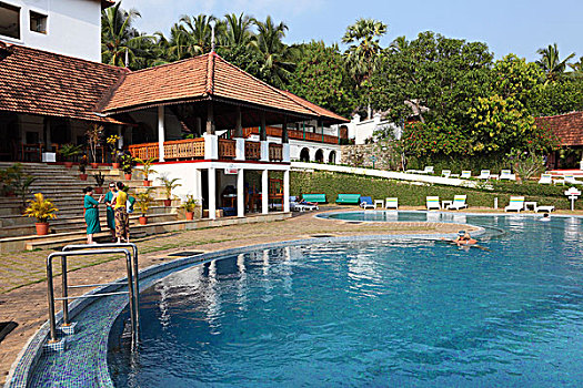 游泳池,酒店,南,科瓦拉姆,喀拉拉,南印度,印度,亚洲