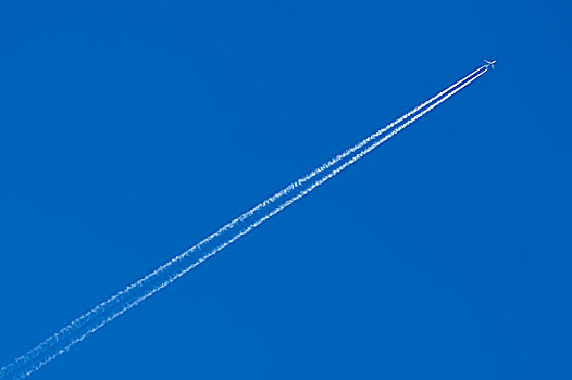 飞机,飞行云,蓝天,德国,欧洲