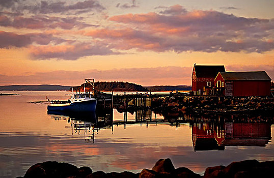停泊,渔船,佩姬湾,新斯科舍省,加拿大
