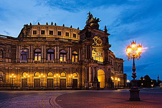 德累斯顿,塞帕歌剧院,蓝色,钟点