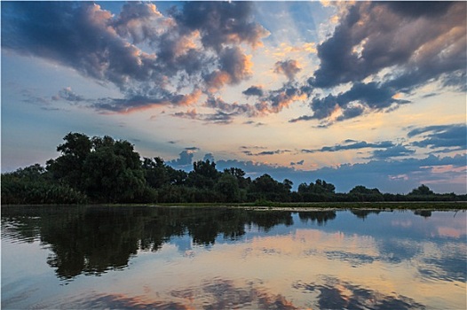 日出,多瑙河三角洲,罗马尼亚