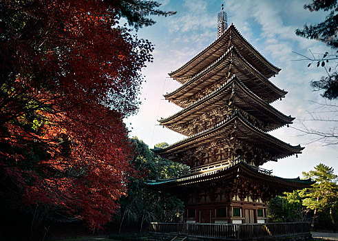 塔,局部,复杂,佛教寺庙,京都,日本,亚洲