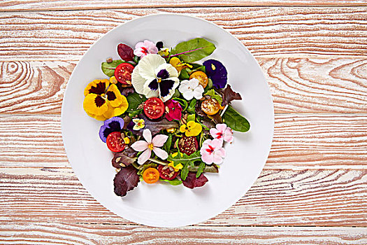 食用花卉,沙拉,盘子