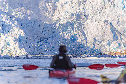 男人,漂流,靠近,冰河,格陵兰