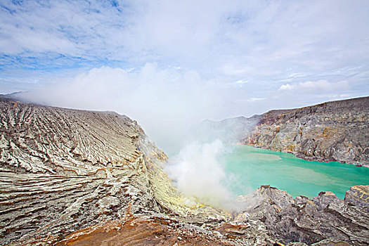 硫磺,矿,印度尼西亚