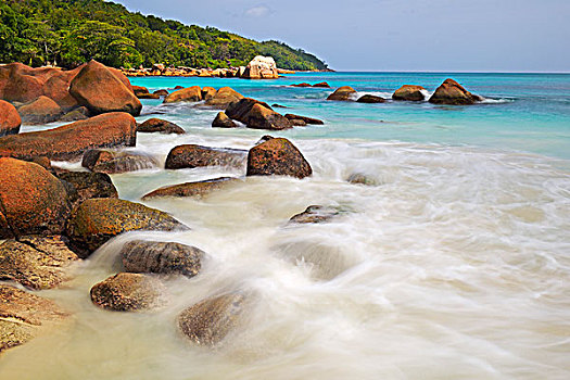 花冈岩,石头,海岸,拉齐奥,普拉兰岛,塞舌尔,非洲