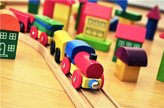 玩具火车,砖,城镇
