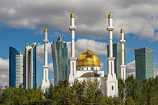 哈萨克斯坦,阿斯塔纳,城市,新,行政,伊斯兰,中心,道路