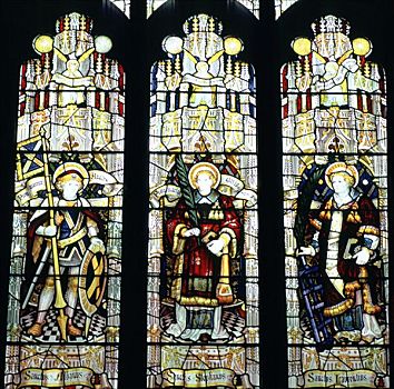 圣劳伦斯,彩色玻璃窗,教堂,肯特郡,英格兰