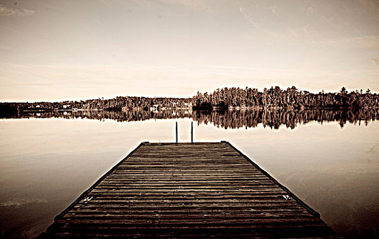 码头,湖,木头,加拿大