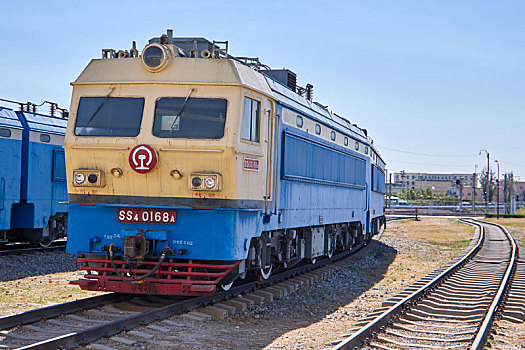 北京铁道博物馆里的老式火车,火车头