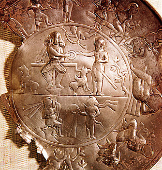 银盘,特写,人,武器,迟,4世纪,艺术家,未知