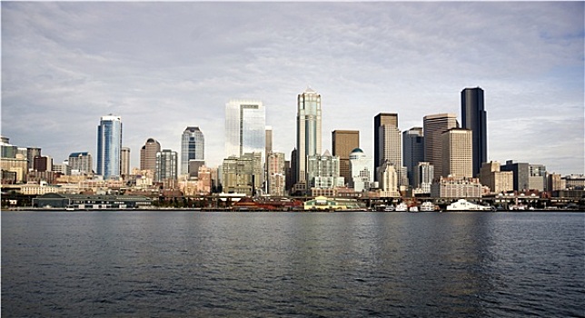 西雅图,市区,码头,水岸,湾,渡轮,靠近