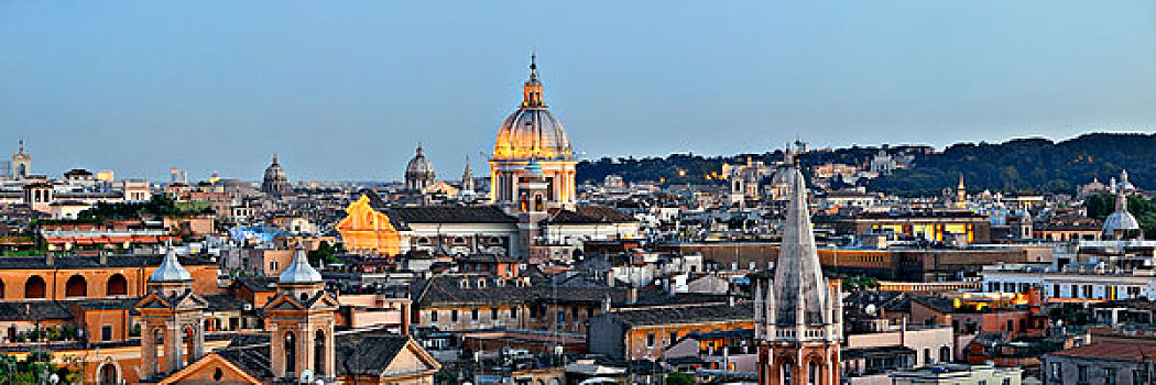 罗马,屋顶,风景,天际线,古代建筑,意大利,夜晚