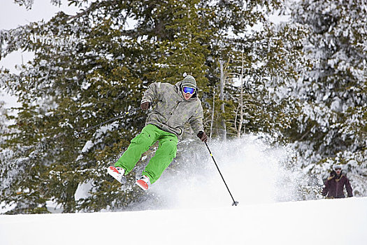 男人,雪,猫,滑雪,靠近,科罗拉多,美国