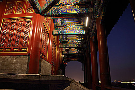 2017年1月31日北京西城区景山公园廊夜景