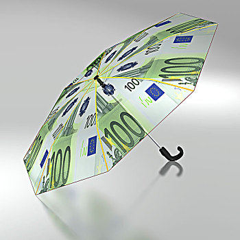 伞,装饰,欧元,货币,象征,救助,包装,插画