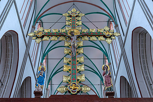 凯旋,十字架,修威林,大教堂,梅克伦堡州,德国,欧洲