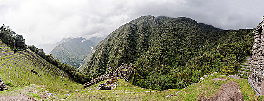 全景,图像,遗址,印加古道,马丘比丘,库斯科,秘鲁,南美