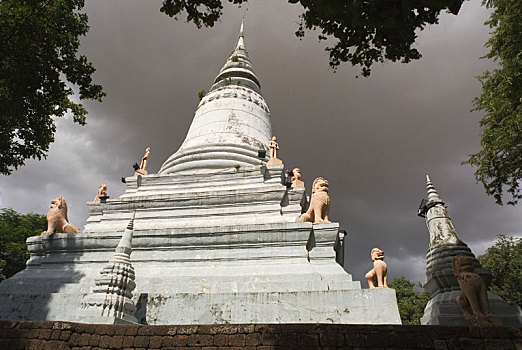 寺院,金边,柬埔寨,佛教寺庙,建造,站立,高处,地面,最高,宗教,建筑,城市,塔,名字