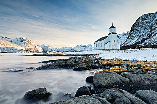 教堂,罗弗敦群岛,挪威,欧洲