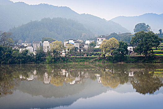 安徽歙县百里山水画廊春天风景