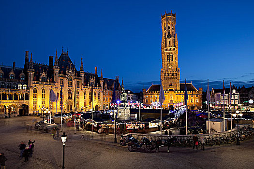 比利时,西部,佛兰德斯,布鲁日,圣诞市场,市场