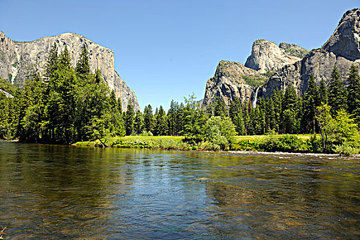 特色,风景,麦塞德,河,优胜美地,国家,公园,加利福尼亚,美国,北美