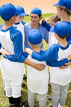 少年棒球联赛,棒球队,簇拥,教练