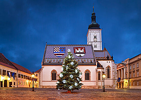 教堂,圣诞节,萨格勒布,克罗地亚,欧洲