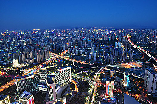 陕西西安城市全景夜景