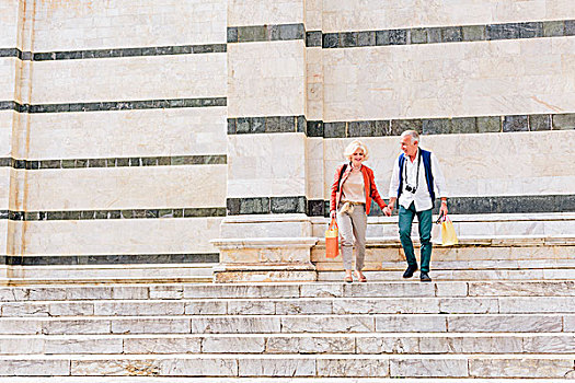 游客,情侣,向下,锡耶纳,大教堂,楼梯,托斯卡纳,意大利