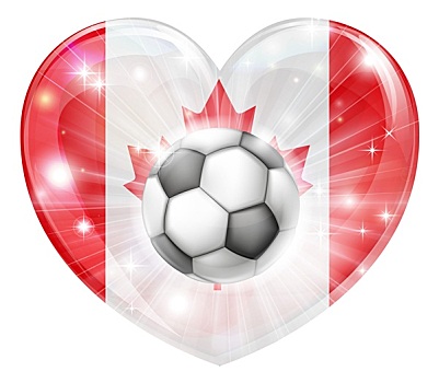加拿大,足球,心形,旗帜